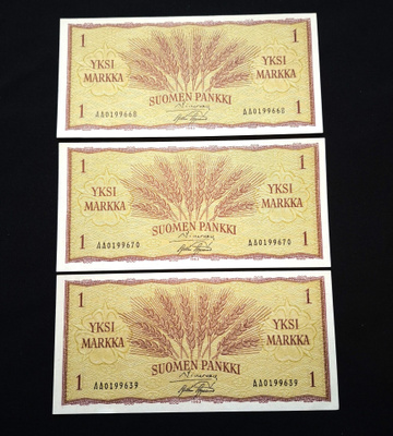 1 Markkasia 1963 Kunto Unc!