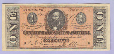 Usa 1 Dollar (Richmond) v.1864 P-65 (Replika)