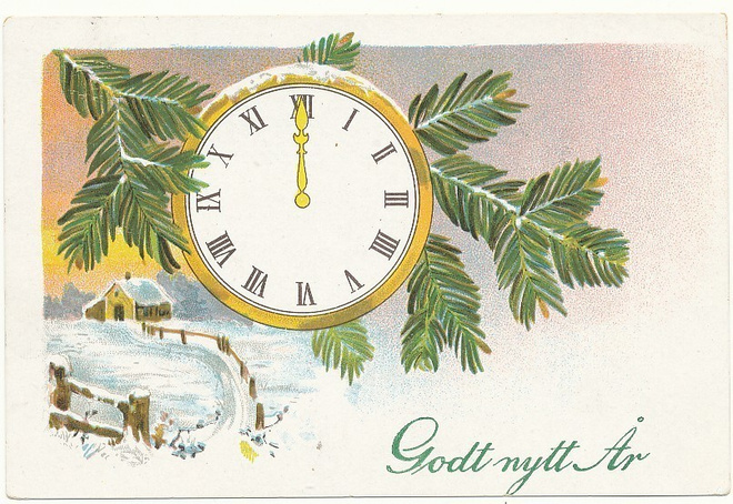 Uudenvuoden kello - vanha Carte Postale
