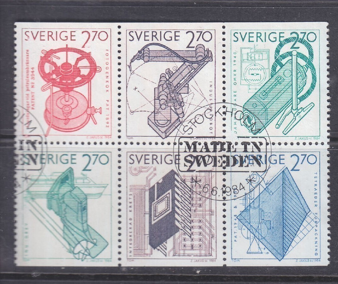 Ruotsi keksintöjä vihon lehti ep. leimattuna.