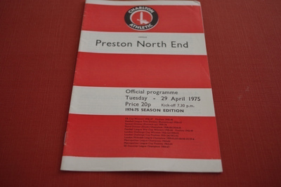 Käsiohjelma Charlton - Preston 29.4.1975