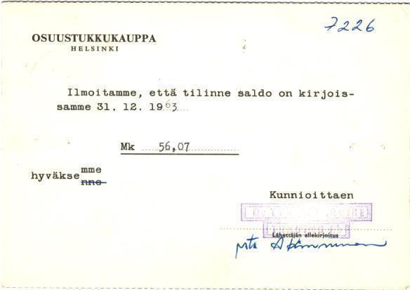 FIRMAKORTTI TYÖ JA TARVIKE TRADING HELSINKI