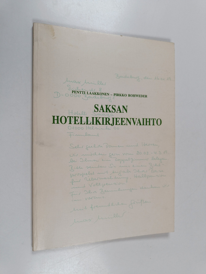 Pirkko Rohweder ym. : Saksan hotellikirjeenvaihto