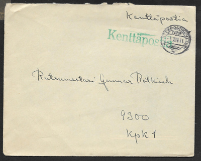 Kenttäposti - Kenttäpostia + KPK29 4.12.1941