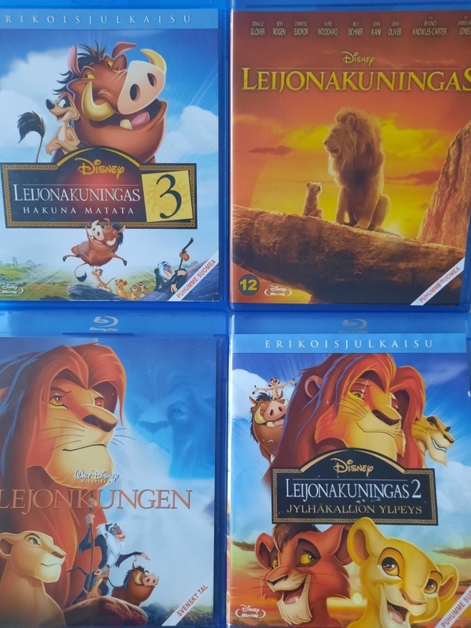 LEIJONAKUNINGAS 1, 2, 3 JA  ELOKUVAVERSIO  BLU-RAY SUOMIPUHE
