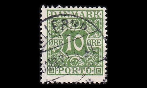 Tanska PORTO_13 o 10 öre tasainen tausta (1921)