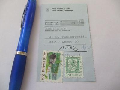 1978 Espoo 10 postiosoituskuitti