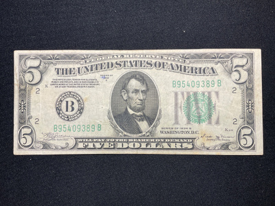 Federal Reserve Note 5 Dollars 1934 B