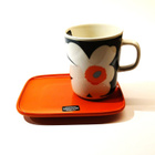 Marimekko 60v unikko muki musta + oranssi lautanen 12x15cm - pikkukuva 4