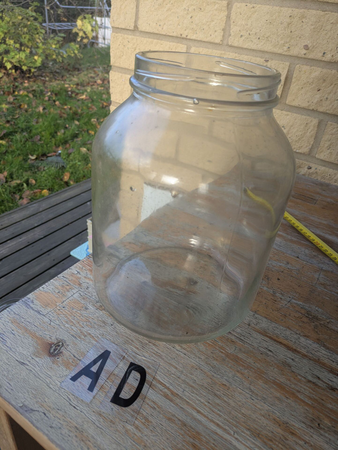 Vanha leveäsuinen lasipurkki 26,5 cm