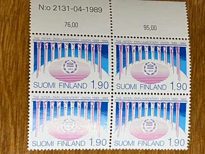 IPU 1889-1989 NELIÖ NUMERO MARGINAALILLA**