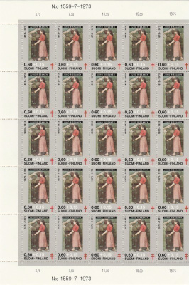 POSTIMERKKIARKKI 1973, Juho Rissanen TUB 0,60 MK+0,15 MK
