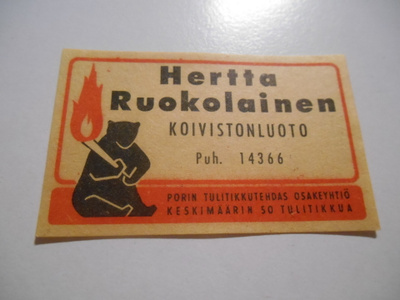 TT Etiketti KARHU Heta Ruokolainen Koivistonluoto