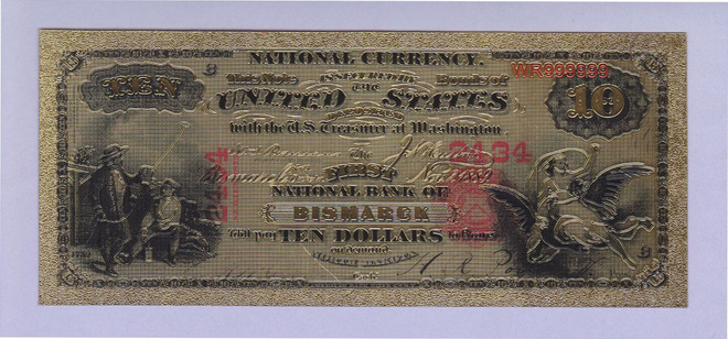 USA 10 Dollars North Dakota UNC kullattu (muoviseteli)
