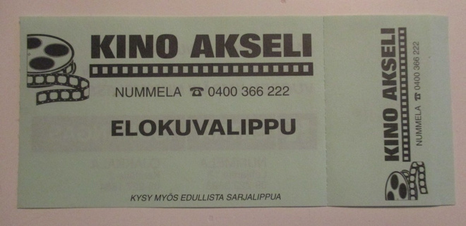 VANHA ELOKUVALIPPU - KINO AKSELI NUMMELA  (AB10)