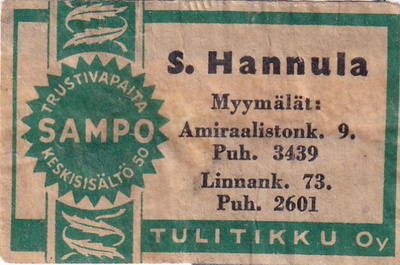 S. Hannula. Linnank. 73, Amiraalistonk, 9  Sampo , s79