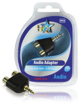 3.5mm uros 2x RCA naaras adapteri (UUSI)