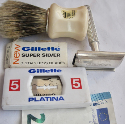 VANHA Partahöylä Gillette Englanti + Varusteita