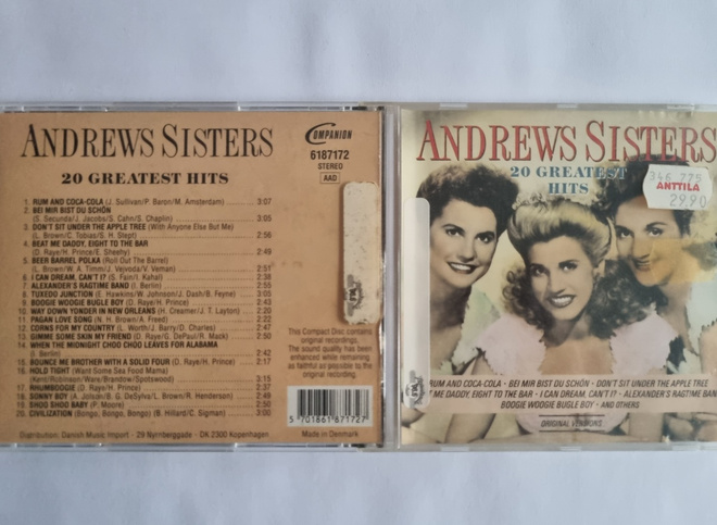 ANDREWS SISTERS: 20 GREATEST HITS CD