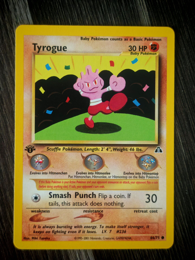 Pokemon kortti Tyrogue Neo Discovery 1st edition