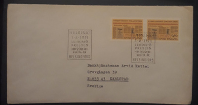 1971  Lehdistö 200v FDC merkkiparilla