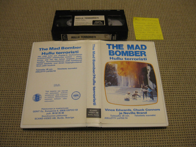 The Mad Bomber - Hullu Terroristi-VHS FIx, Scand-Video, 1973