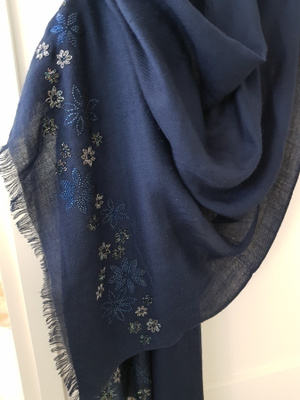 Sininen Hartiahuivi/ Kashmir-silkkihuivi / Cashmere -huivi