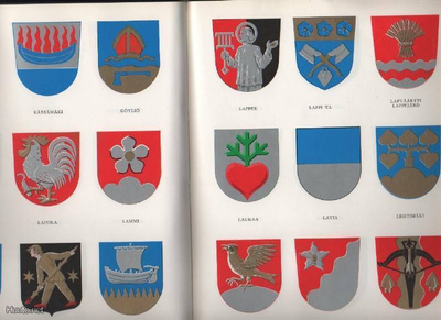 Suomen kunnallisvaakunat, Suomen kunn.liitto 1982, sid, 2.p.