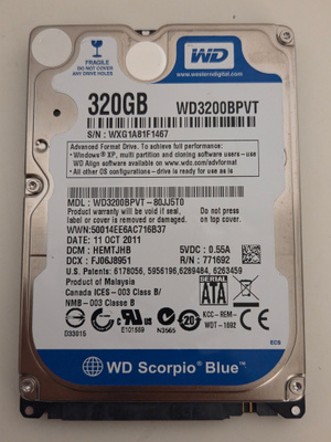 WD 320GB 2,5" 5400rpm sata kovalevy