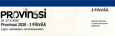Pääsylippu Provinssi 3pv