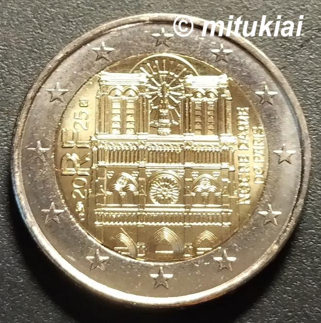 Ranska 2025 juhlaraha 2 euro Notre Dame, UNC
