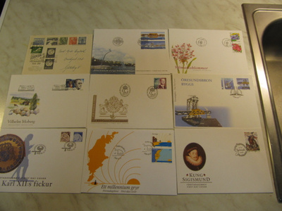 FDC Ruotsi 8 kirjettä .1998-2000. ja yksi muu 1955.