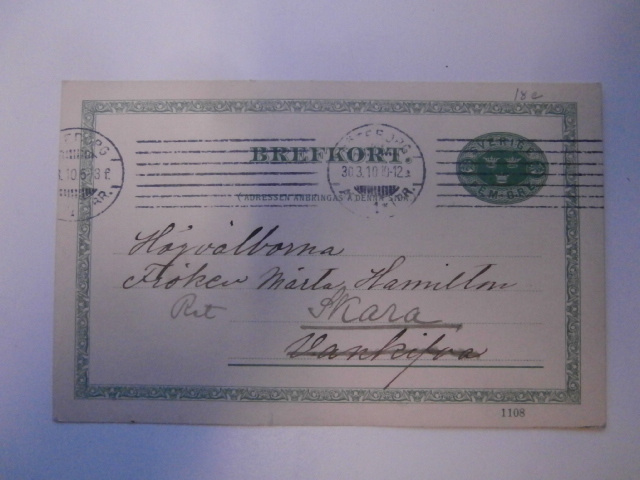 KIRJEKORTTI  9. BREFKORT PV 30.03.1910