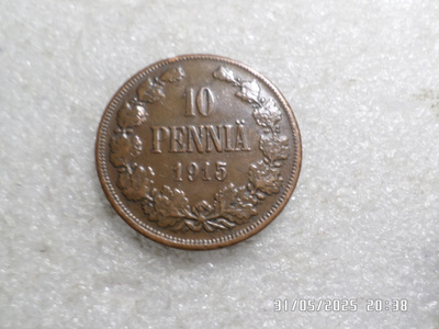 10 penniä 1915 Kulkematon tasaisesti patinoitunut,