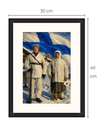Uusi Simo Häyhä art print kehystetty 30 cm x 40 cm