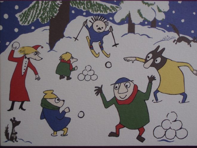 Muumilaakson asukkaat tehneet lumilyhtyjä