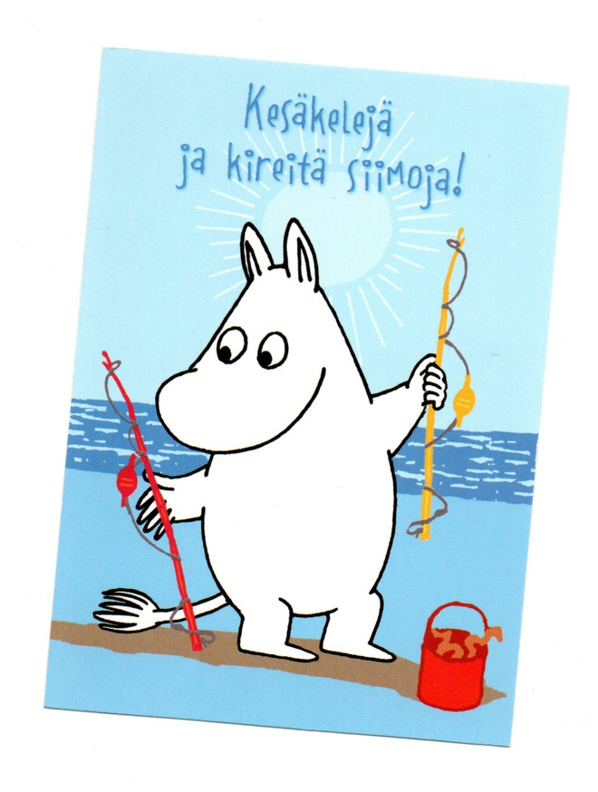 MUUMI °"Kesäkelejä ja kireitä siimoja!°" -KORTTI /Karto)