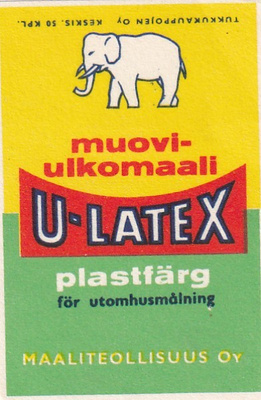 U -latex, muoviulkomaali   , Maaliteollisuus Oy, 7/9