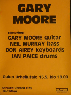 GARY MOORE PROMO/KEIKKAJULISTE, 80*s. HIENO !