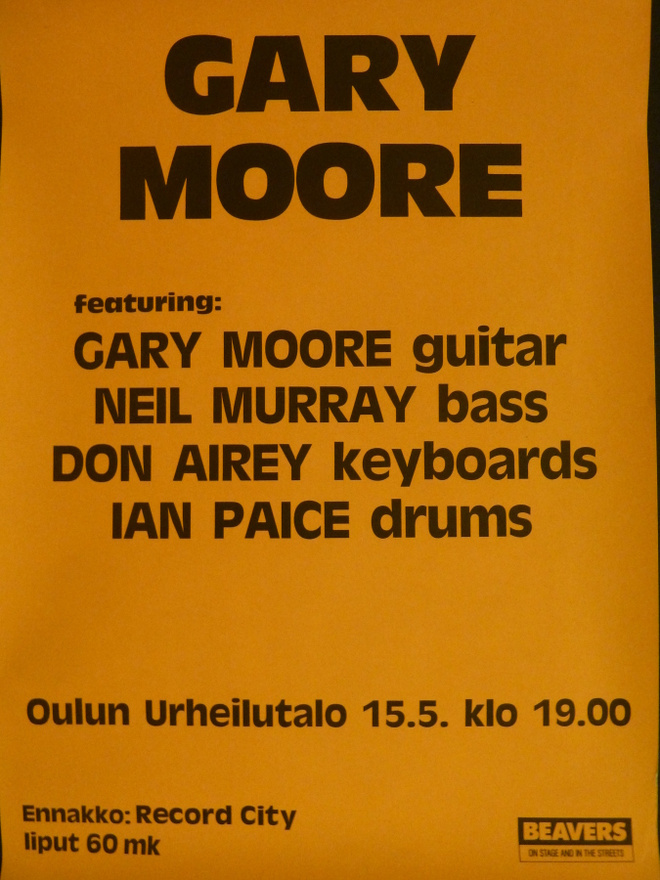 GARY MOORE PROMO/KEIKKAJULISTE, 80*s. HIENO !