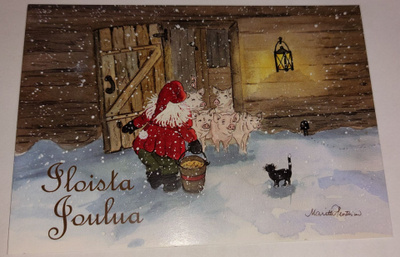Joulukortti kiiltopinnalla