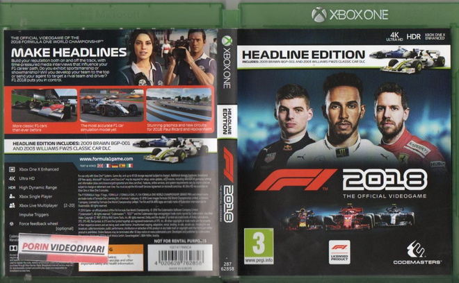 F1 2018	(78 429)	k		XBOXONE					(headline ed)		16 - ikäraja