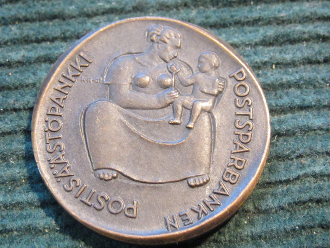 Postisäästöpankki-Postsparbanken-mitali. Räsänen