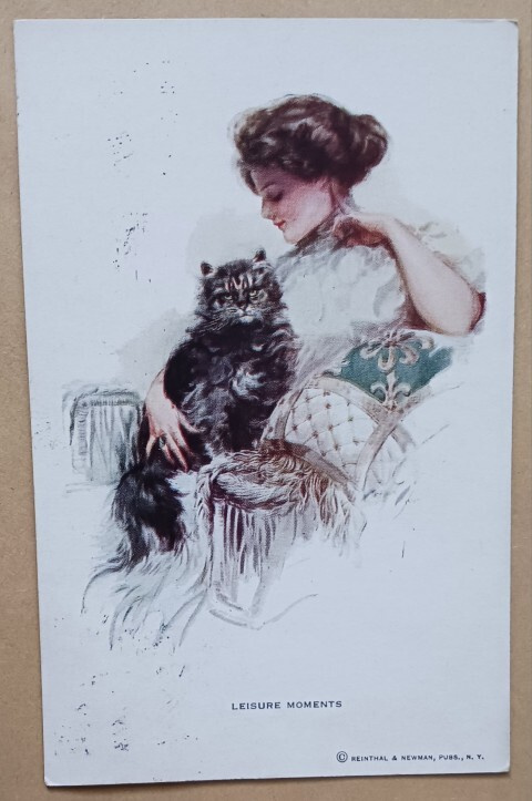 Harrison Fisher: Leidi hellii komeaa kissaansa, p. 1936