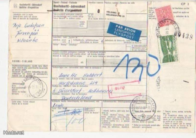 OSOiTEKORTTI HELSINKI - SAKSA LENTOPOSTI
