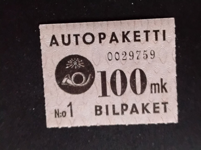 1950 autopakettimerkki 100mk**