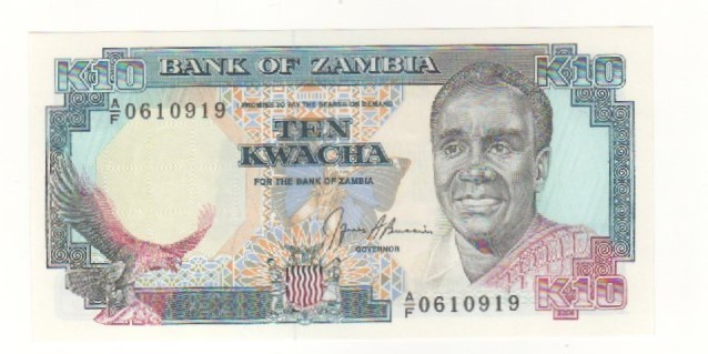 Zambia  K 10 Kwacha,  pakkasileä