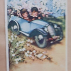 Pikkupariskunta autoilee onnittelemaan kukkakeossa, p. 1932 - pikkukuva 1
