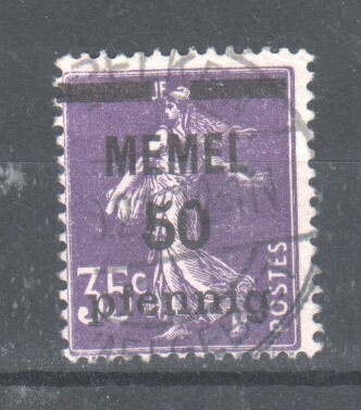 Saksa  Mmemel 1920 Mi 23  leimattuna