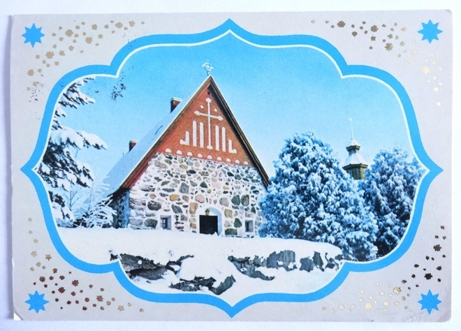Postikortti Aitolahden vanhasta kirkosta